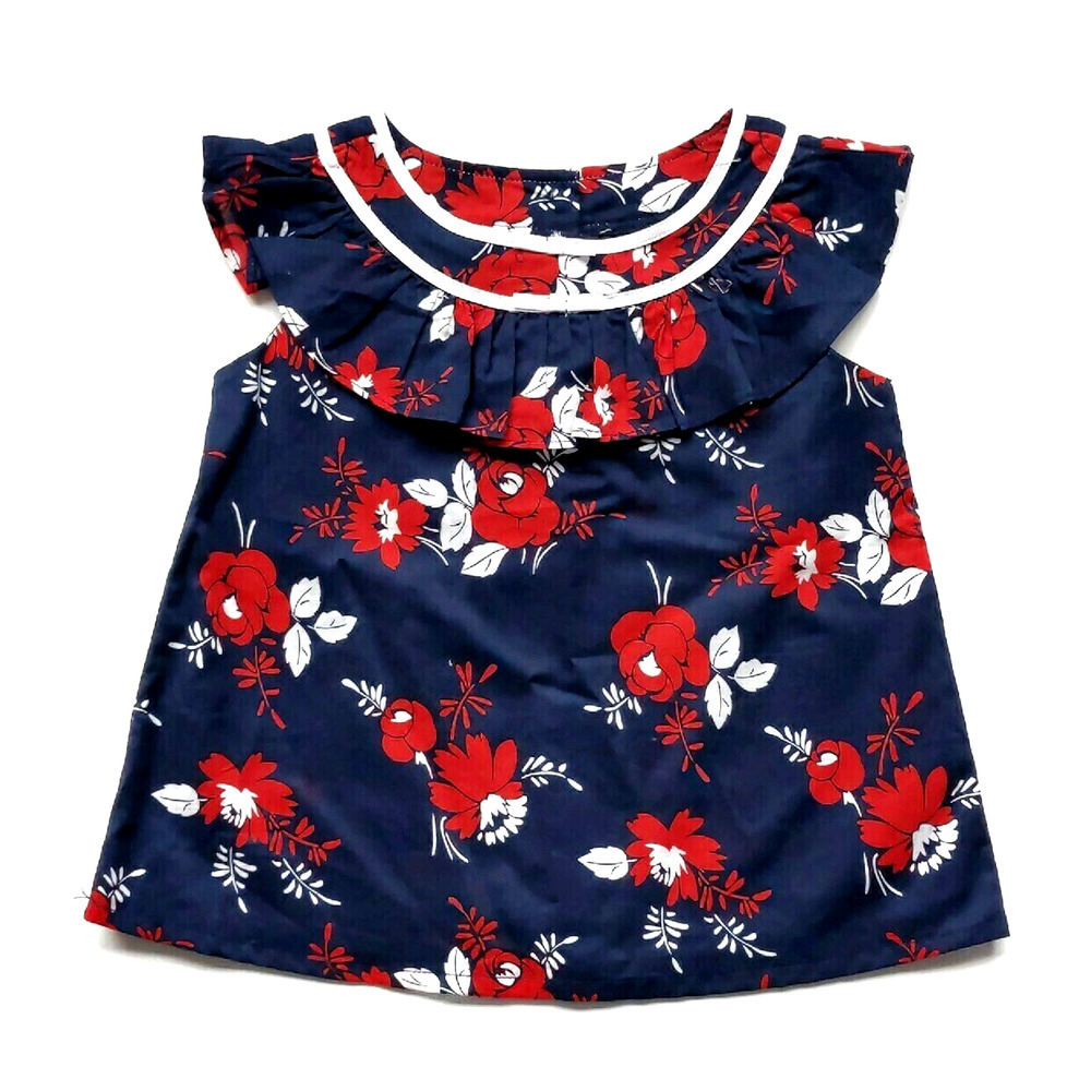 New Janie & Jack 3T Ruffle Top Red White & Blue July Holiday